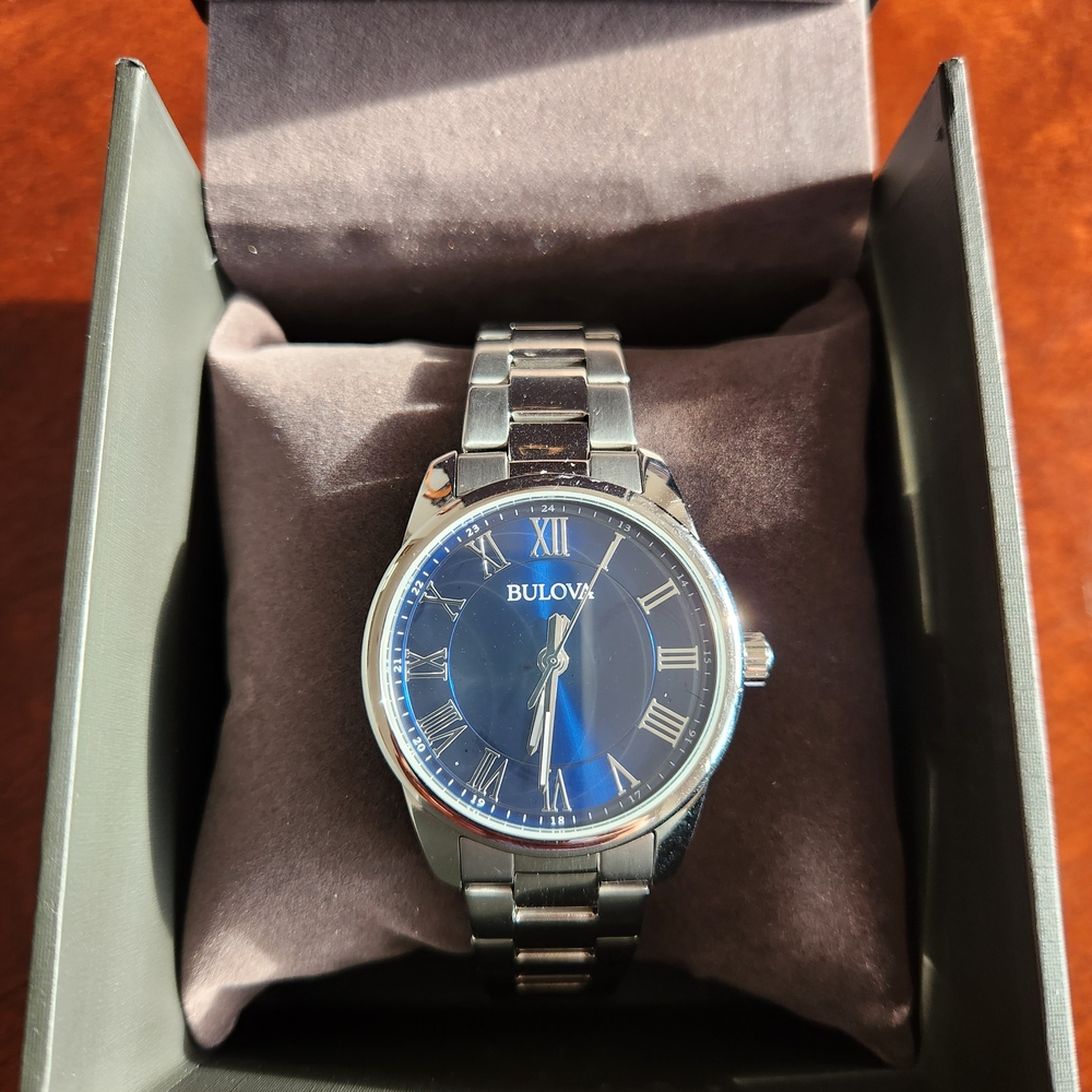 Bulova Classic Silver and Blue Timepiece